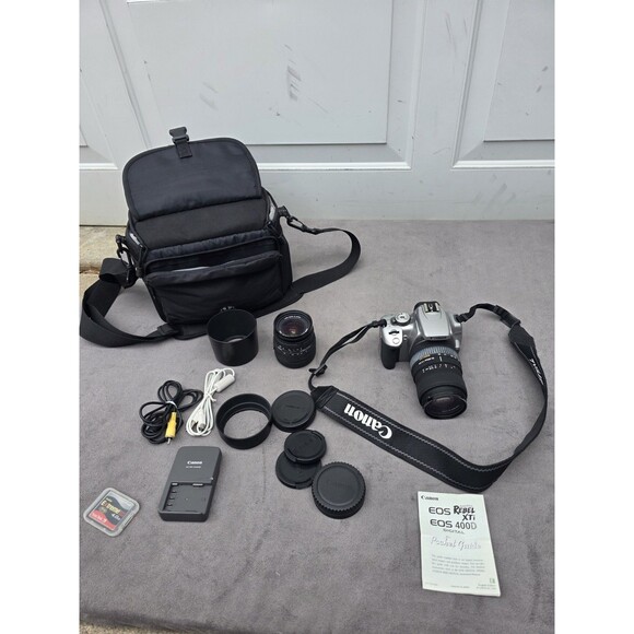 CANON EOS REBEL XTI 400D DSLR DIGITAL CAMERA KIT 2 LENSES & EXTRAS EXCELLENT - Picture 1 of 16